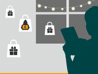 Grafik mit Peron und weihnachtlichen Symbolen