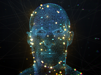 Abstraktes Bild einer 3D-Analyse eines Gesichts