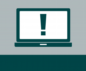 Laptop mit Ausrufezeichen auf dem Bildschirm