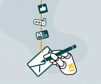 Bild mit Angelhaken, der E-Mails und Passwörter angelt.