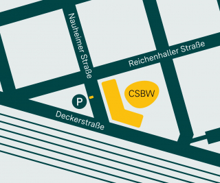 Karten, die den Besucherparkplatz der CSBW verortet