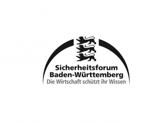 Logo des Sicherheitsforums BW mit dem Zusatz „Die Wirtschaft schützt ihr Wissen“