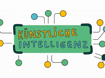 Auf dem Bild wird das Wort Künstliche Intelligenz in bunten Buchstaben dargestellt.