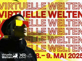 Symbolbild zur Veranstaltung: Frau mit Metaverse-Brille und Schriftzug im Hintergrund