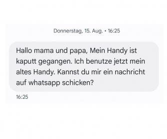 Beispiel SMS zum Thema Smishing