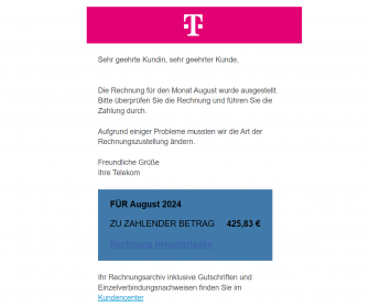 Gefälschte Rechnung der Telekom